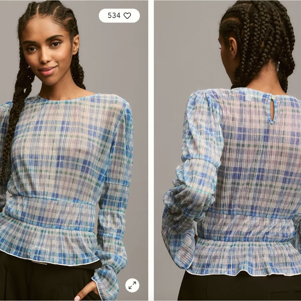 Anthropologie - Porridge Long Sleeve Sheer Top, Size XL